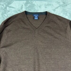 Vintage GAP Shirt Mens Extra Large Brown V Neck Sweater Merino Wool Y2K 90s